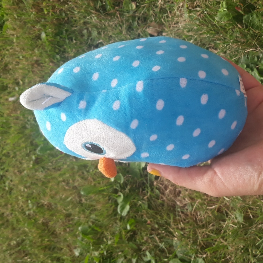 Blue and white spotted owl stuffed animal